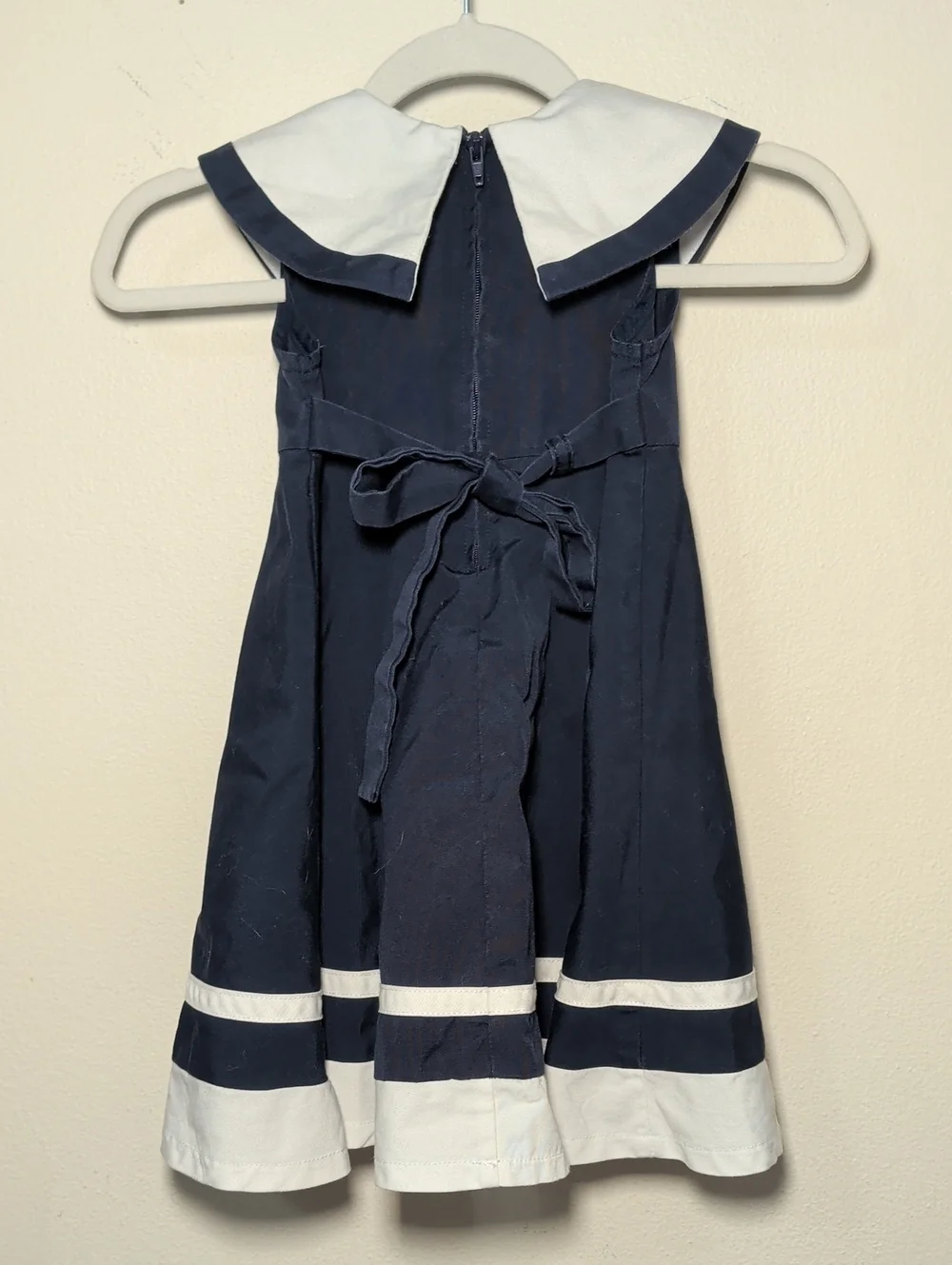Good Lad Sailor Dress Navy Blue White Bow Nautical Sleeveless Baby Girl Size 18M